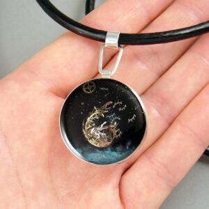 Naszyjnik Ikar z części zegarków i srebra