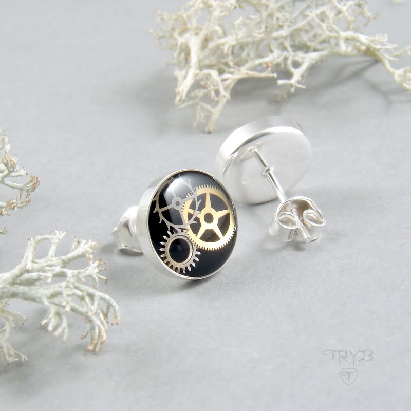 Okrągłe kolczyki artystyczne na sztyftach