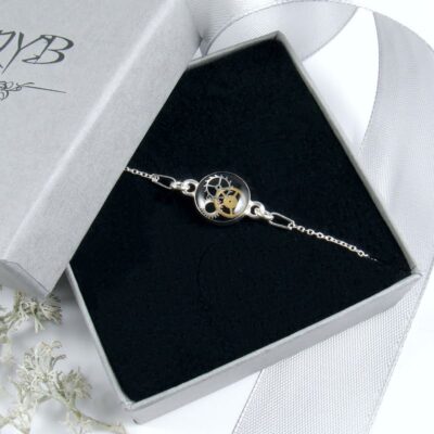 Artystyczna bransoletka celebrytka na prezent. Z trybikami.