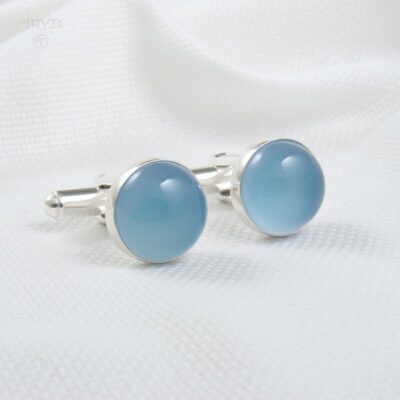 Spinki do mankietów z agatem w srebrze pr. 925 – widok z góry