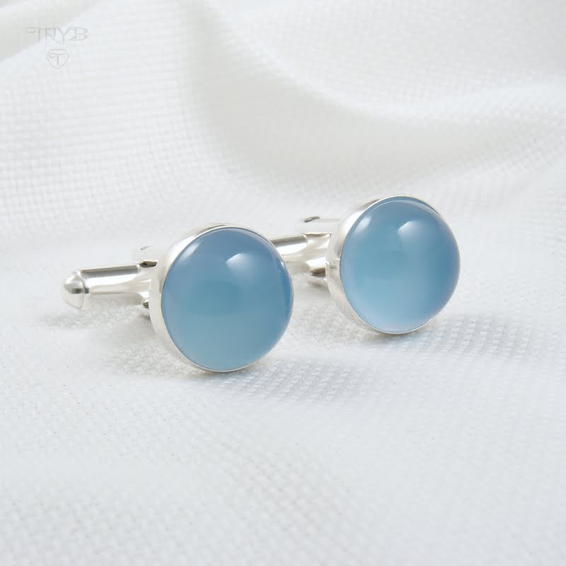 Spinki do mankietów z agatem w srebrze pr. 925 – widok z góry