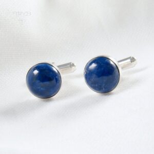 Spinki do mankietów z lapis lazuli w srebrze pr. 925 – widok z góry