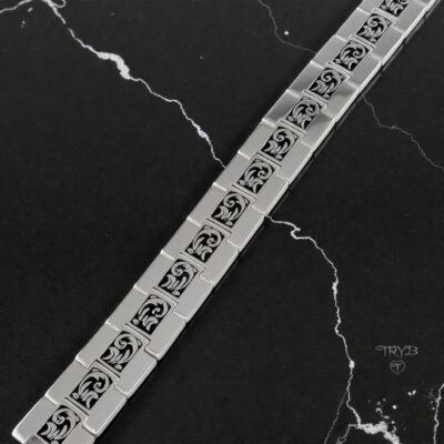 Elegancka bransoleta męska z dekorowanych ogniw ze srebra 925