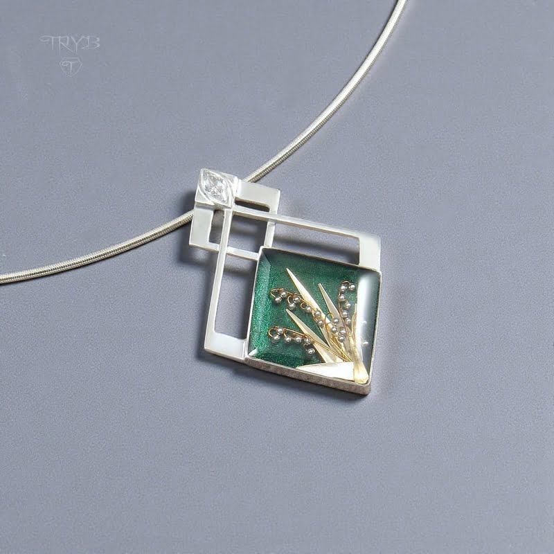 Ręcznie robiony naszyjnik w stylu art deco z konwaliami i cyrkoniami